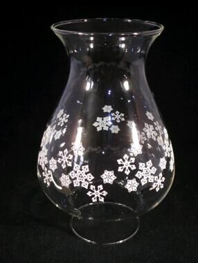 Vintage 1980 Pyrex Glass Hurricane Lamp Chimney Shade Snowflakes Replacement FTD